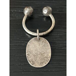 VTG Sterling Silver 925 Horseshoe Screwball Keyring Oval Pendant Patina 0.42 Oz